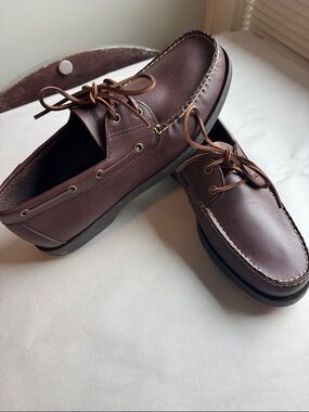 Men's Ralph Lauren Polo Sport Leather Boat Shoes Brown Size 13D Preppy Nautical